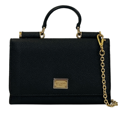 Crossbody Wallet On Chain, 260&euro;, Bolso, Negro, Animal - Piel, Vista frontal